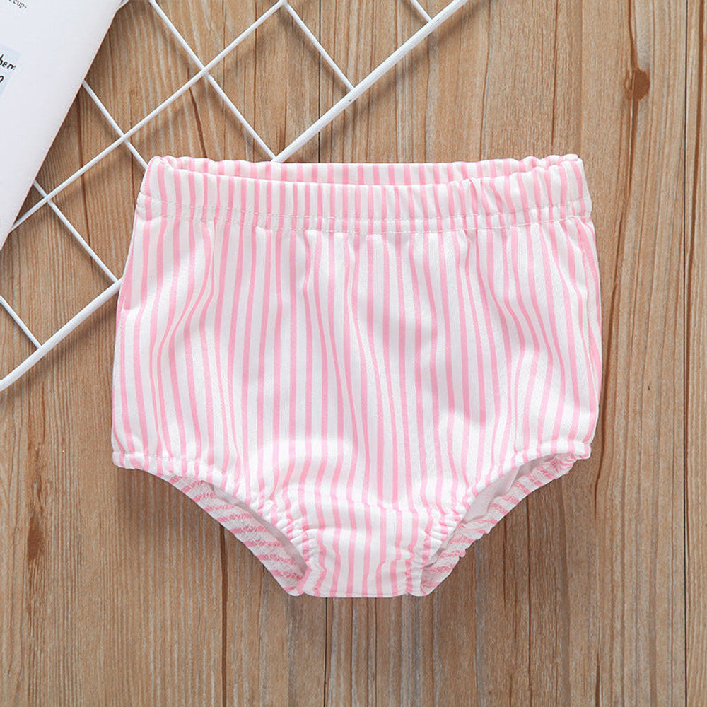 MyKids-USA® Baby Girl Striped Graphic Ruffle Tops Combo Shorts One Pieces Swimsuit