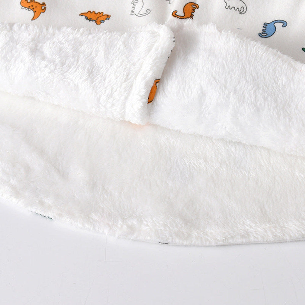 MyKids-USA® Kids Cartoon Dinosaur Print Button Front Design Shawls With Hat