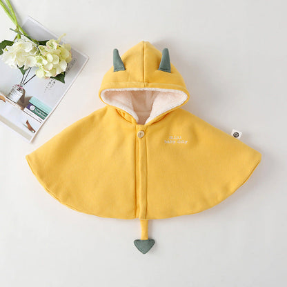 MyKids-USA® Kids Slogan Embroidered Graphic Cartoon Animal Shape Fleece Warm Shawls