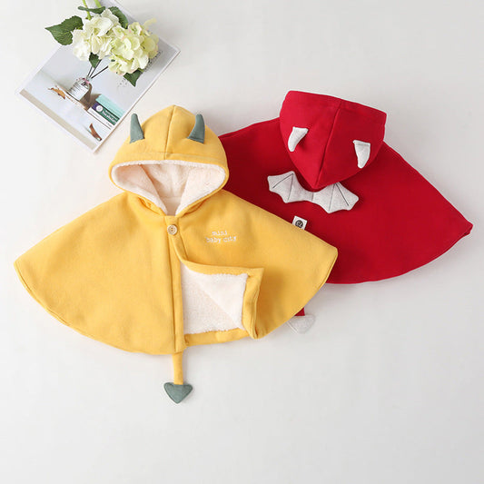 MyKids-USA® Kids Slogan Embroidered Graphic Cartoon Animal Shape Fleece Warm Shawls