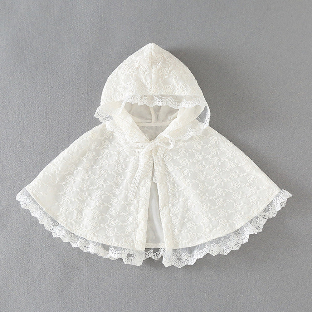 MyKids-USA® Kids Mesh Overlay Design Belted Bow Tie Shawls With Ruffle Hat