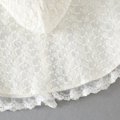 MyKids-USA® Kids Mesh Overlay Design Belted Bow Tie Shawls With Ruffle Hat
