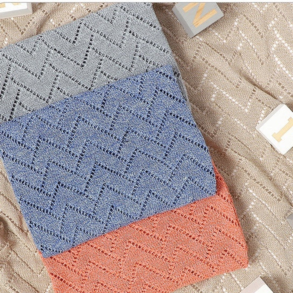 MyKids-USA® Kids Hollow Carved Graphic Solid Color Knitted Blanket
