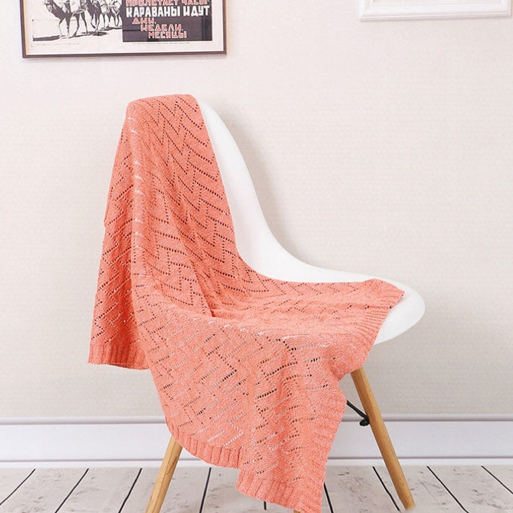 MyKids-USA® Kids Hollow Carved Graphic Solid Color Knitted Blanket