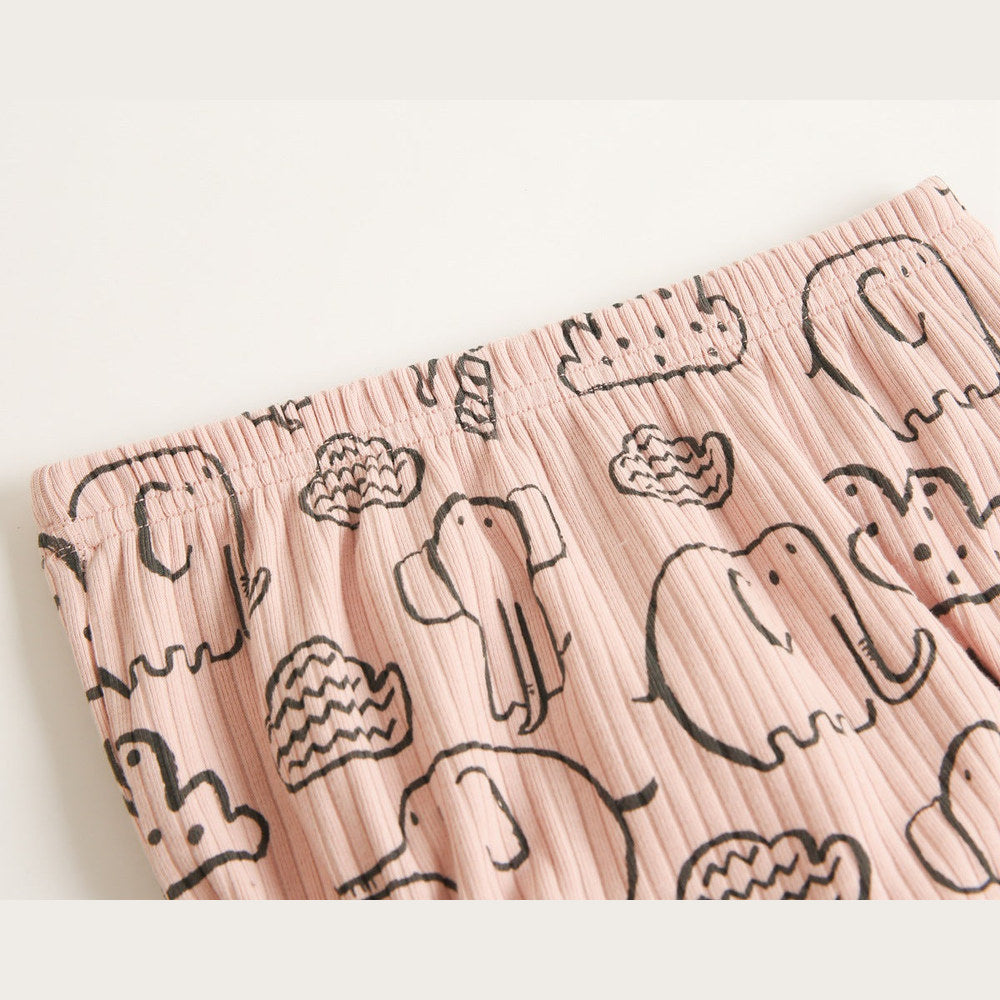 MyKids-USA® Baby Solid Color Animal Print Pattern T-Shirt Combo Shorts In Sets