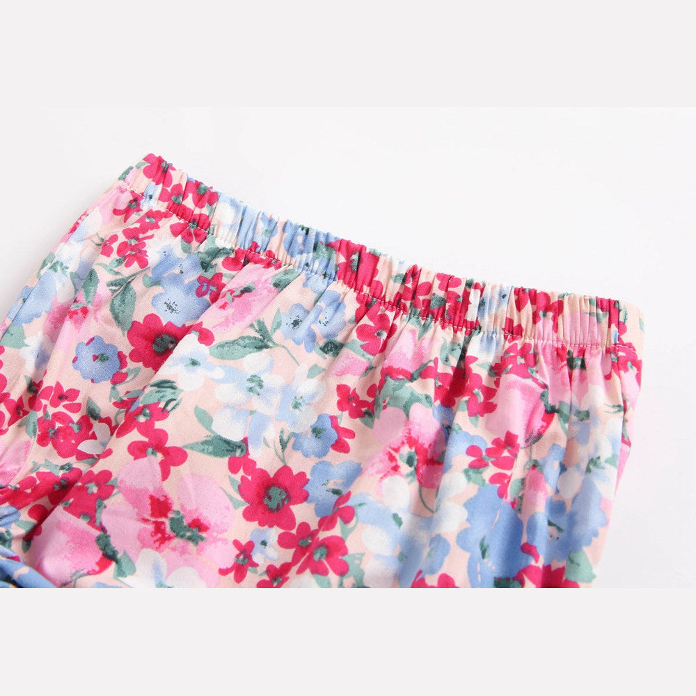 MyKids-USA® Baby Girl Floral Print Sleeveless Tops Combo Shorts Sets