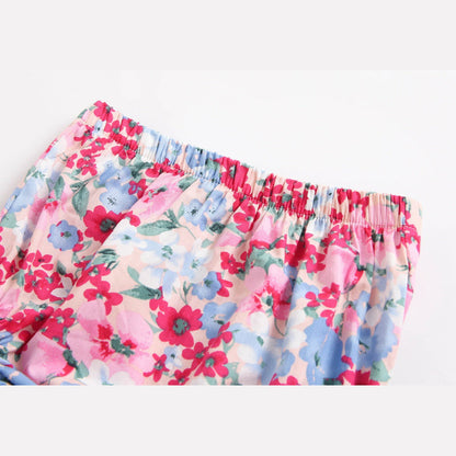MyKids-USA® Baby Girl Floral Print Sleeveless Tops Combo Shorts Sets