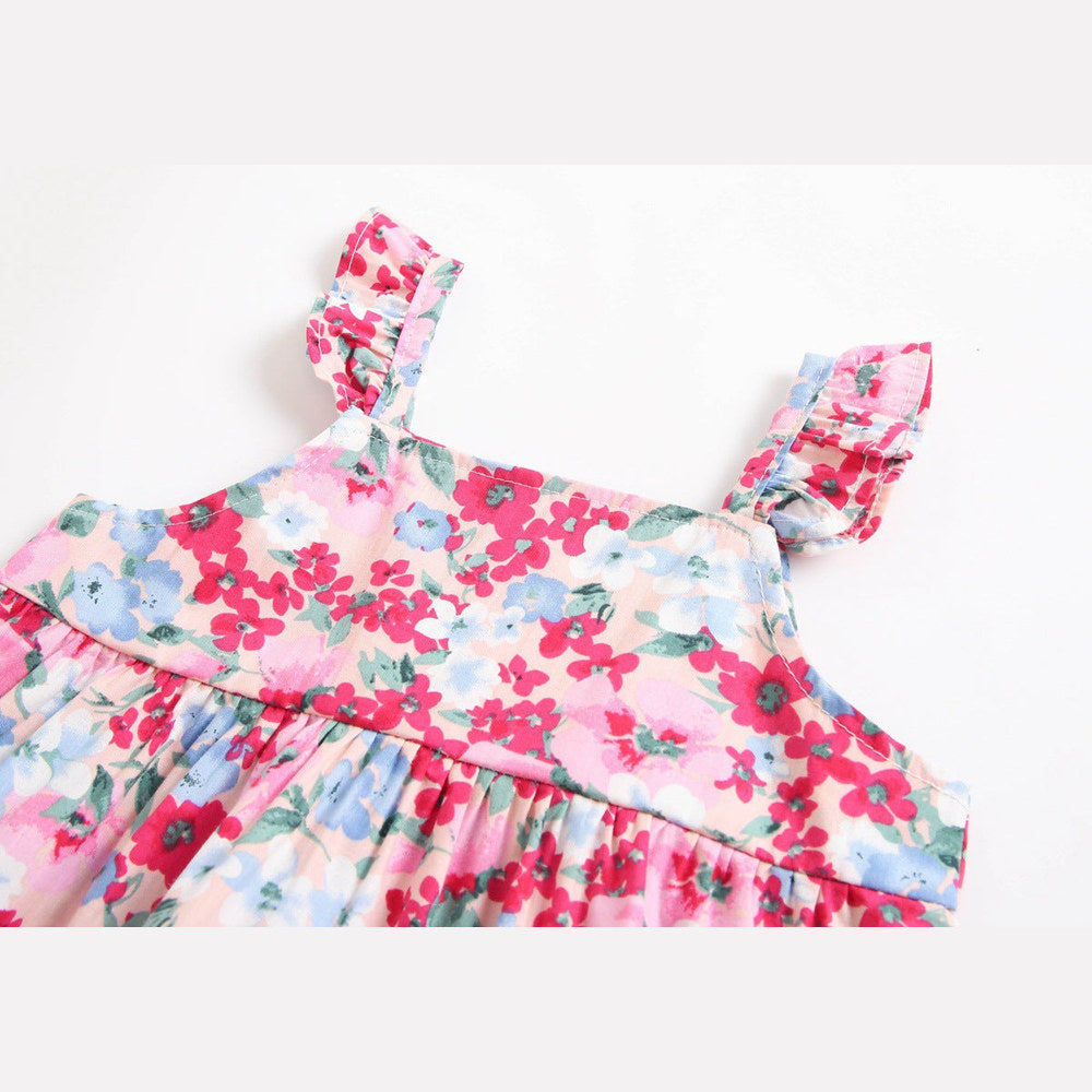 MyKids-USA® Baby Girl Floral Print Sleeveless Tops Combo Shorts Sets