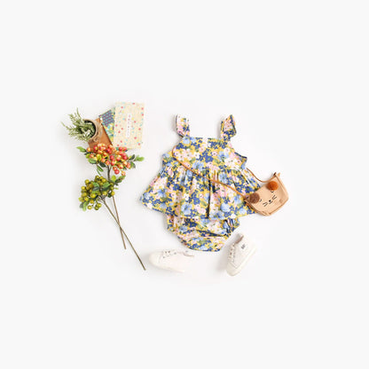 MyKids-USA® Baby Girl Floral Print Sleeveless Tops Combo Shorts Sets