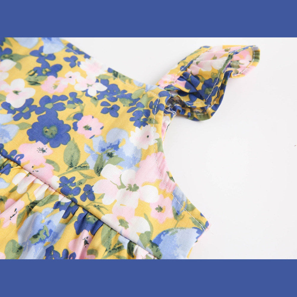 MyKids-USA® Baby Girl Floral Print Sleeveless Tops Combo Shorts Sets