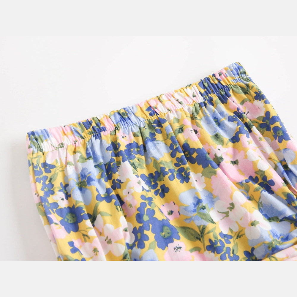 MyKids-USA® Baby Girl Floral Print Sleeveless Tops Combo Shorts Sets