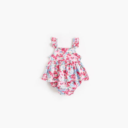 MyKids-USA® Baby Girl Floral Print Sleeveless Tops Combo Shorts Sets