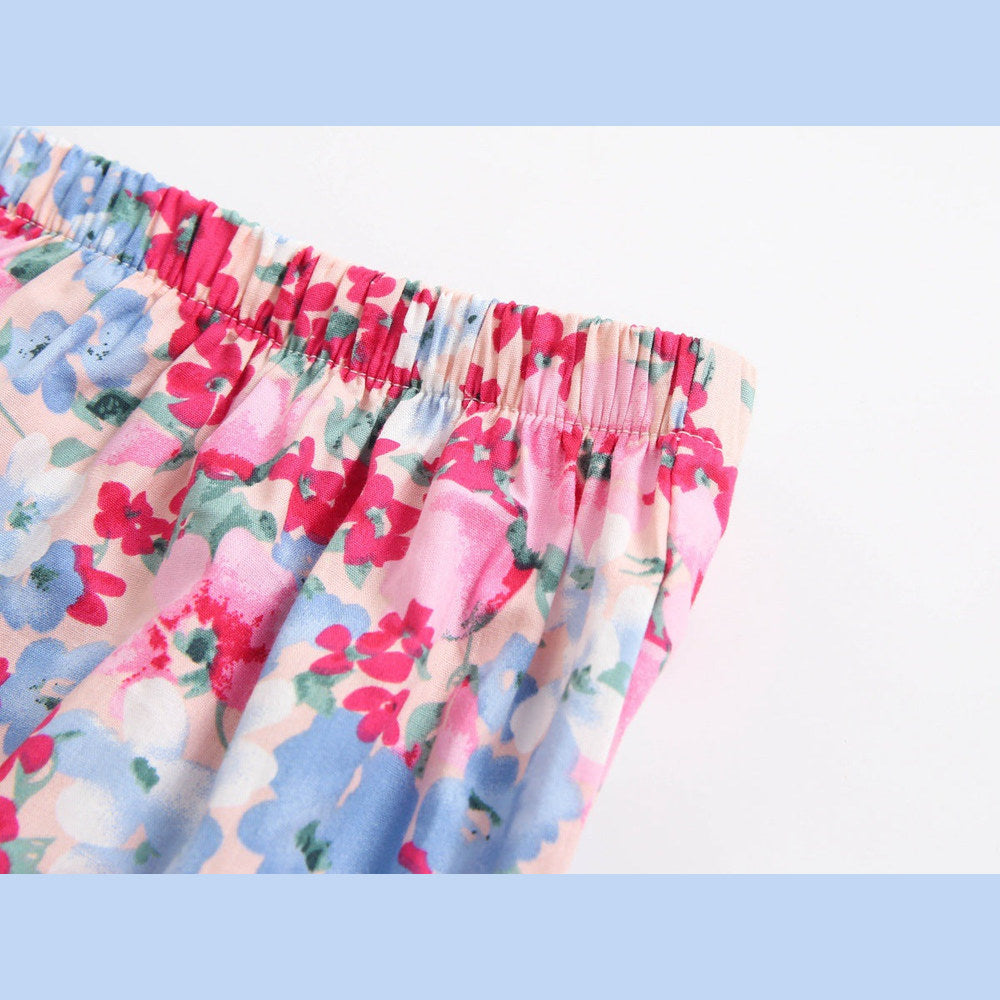 MyKids-USA® Baby Girl Floral Print Sleeveless Tops Combo Shorts Sets