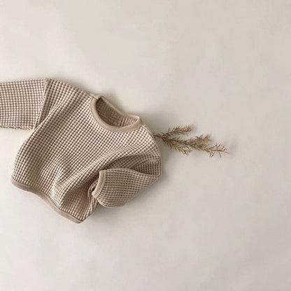 MyKids-USA® Baby Solid Color Waffle Fabric Long Sleeves Soft Cotton Hoodies