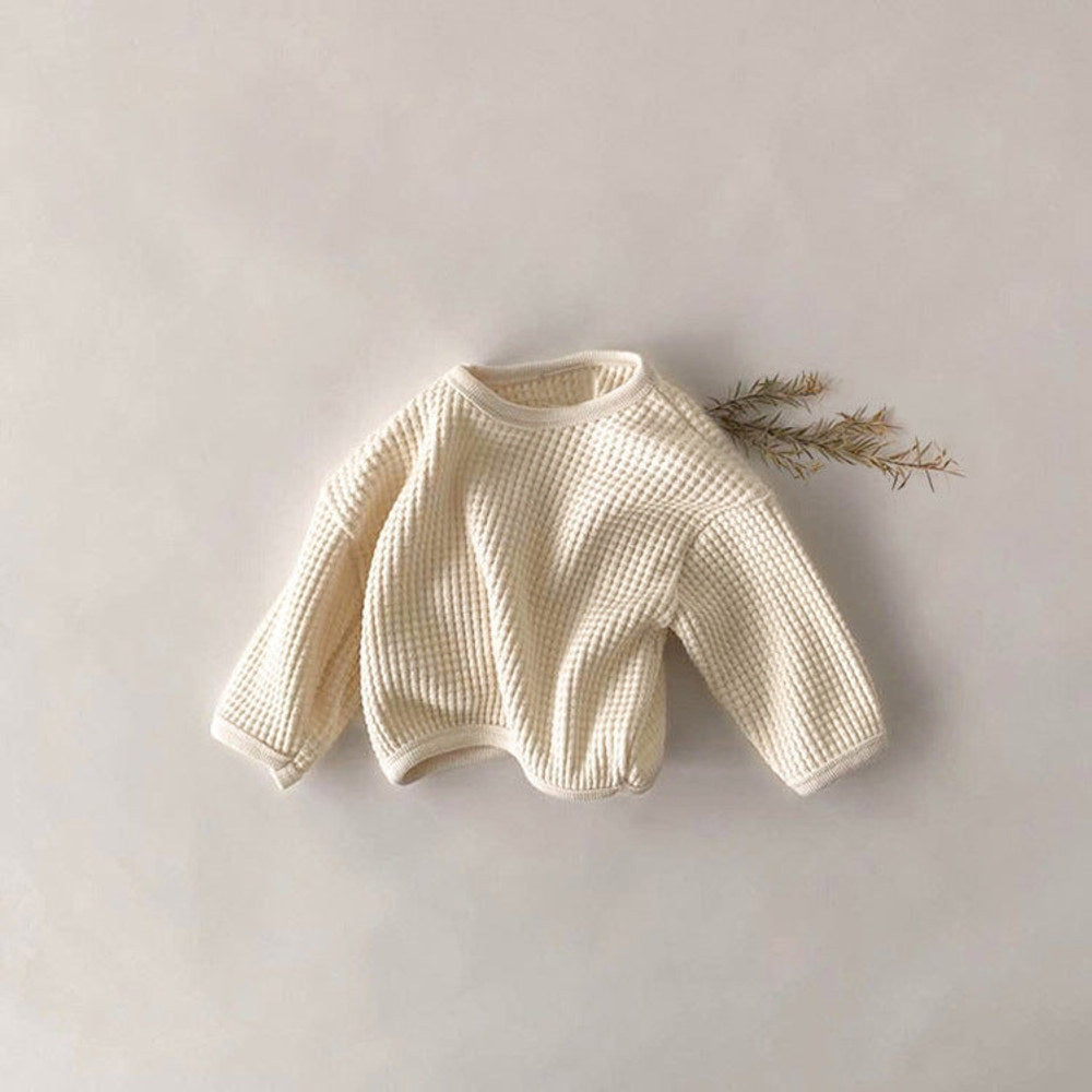 MyKids-USA® Baby Solid Color Waffle Fabric Long Sleeves Soft Cotton Hoodies
