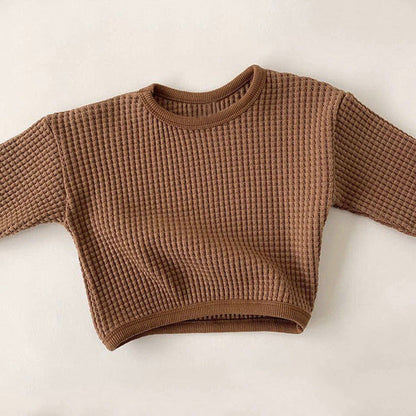 MyKids-USA® Baby Solid Color Waffle Fabric Long Sleeves Soft Cotton Hoodies