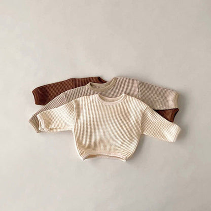 MyKids-USA® Baby Solid Color Waffle Fabric Long Sleeves Soft Cotton Hoodies