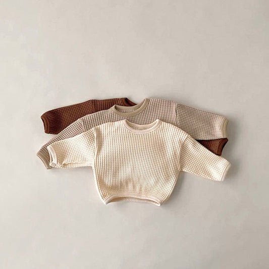 MyKids-USA® Baby Solid Color Waffle Fabric Long Sleeves Soft Cotton Hoodies