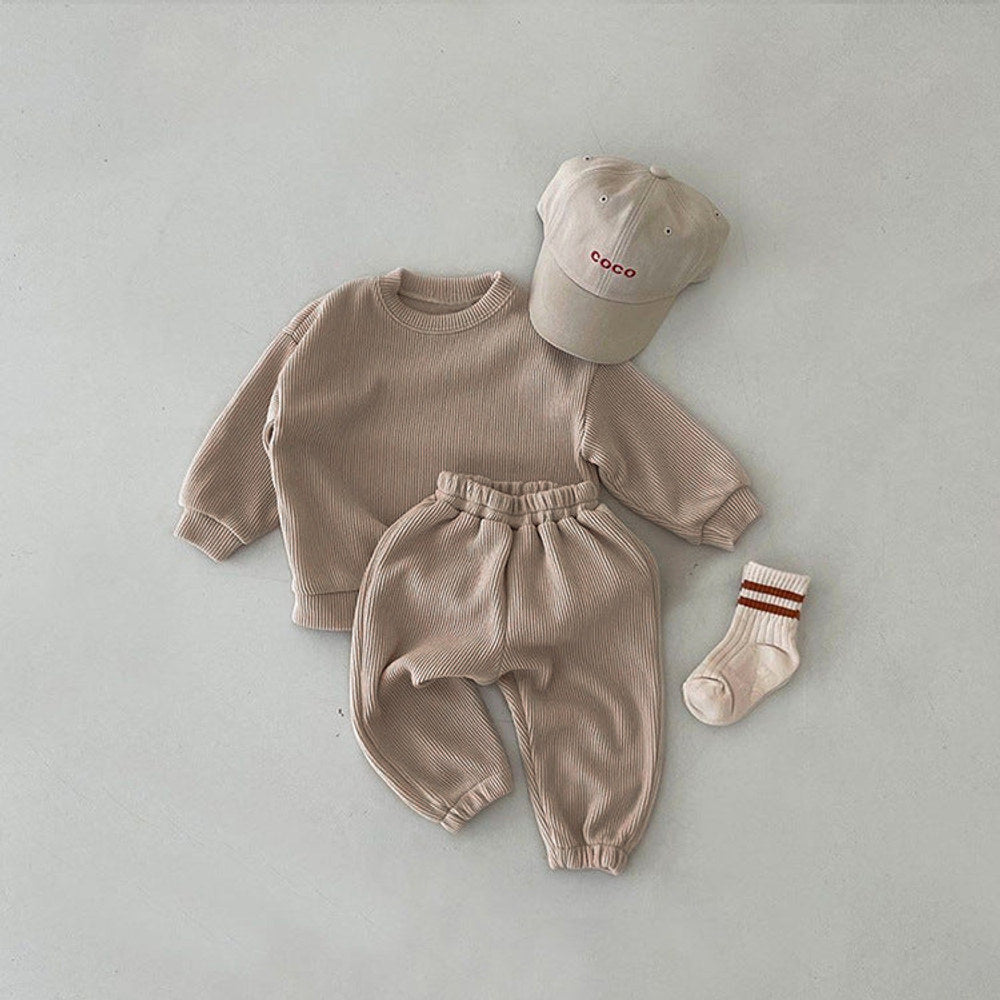 MyKids-USA Solid Color Long Sleeve Simple Style Hoodie Sets