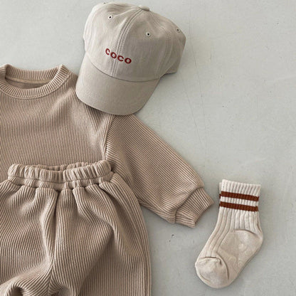 MyKids-USA Solid Color Long Sleeve Simple Style Hoodie Sets
