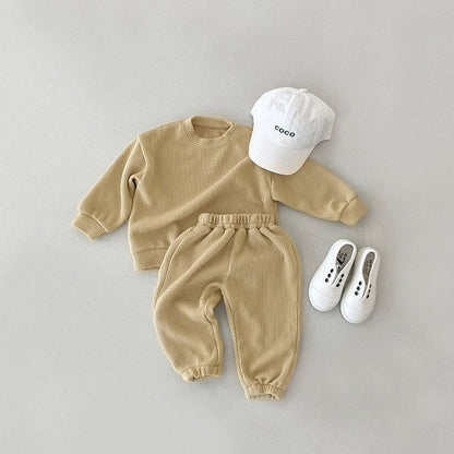 MyKids-USA Solid Color Long Sleeve Simple Style Hoodie Sets