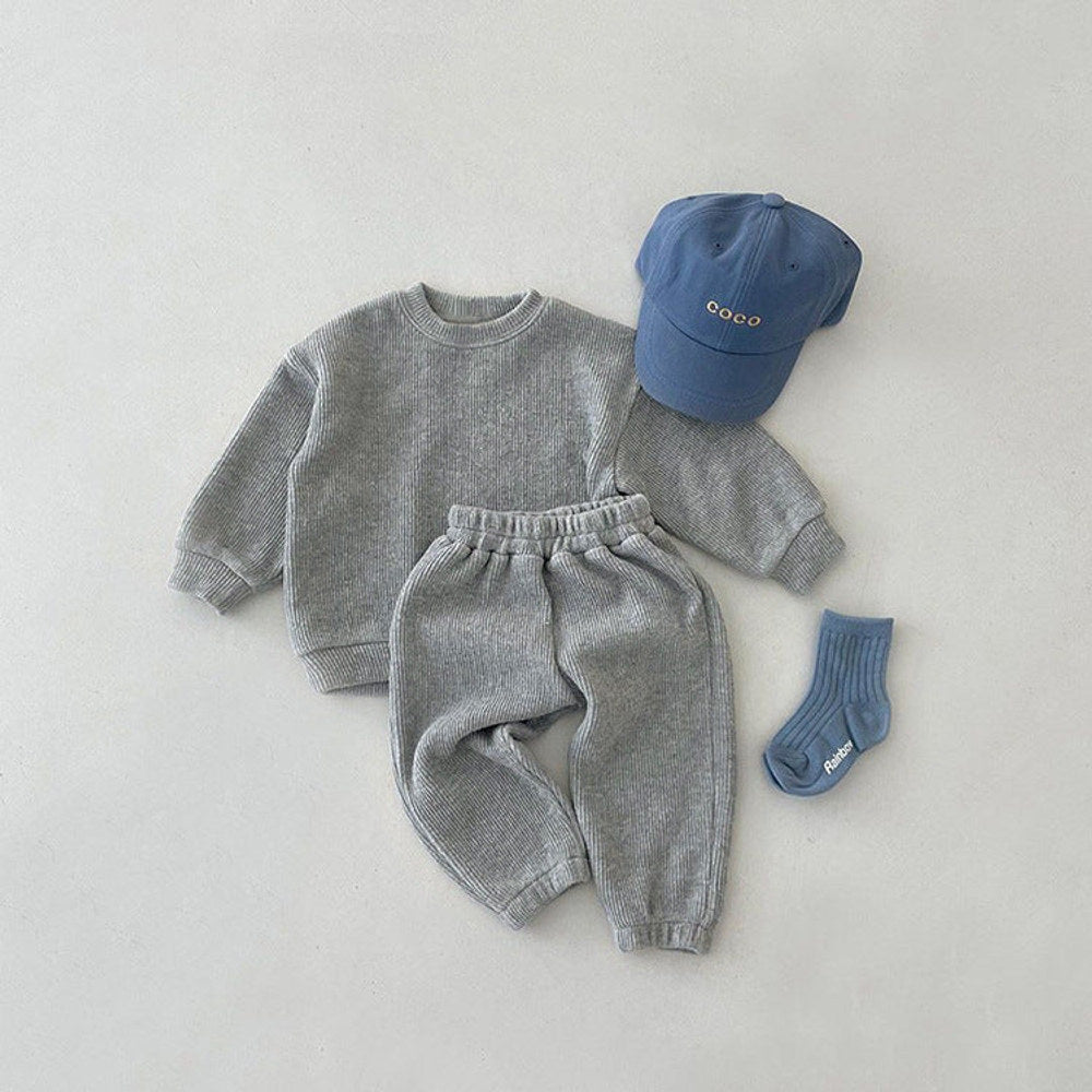 MyKids-USA Solid Color Long Sleeve Simple Style Hoodie Sets