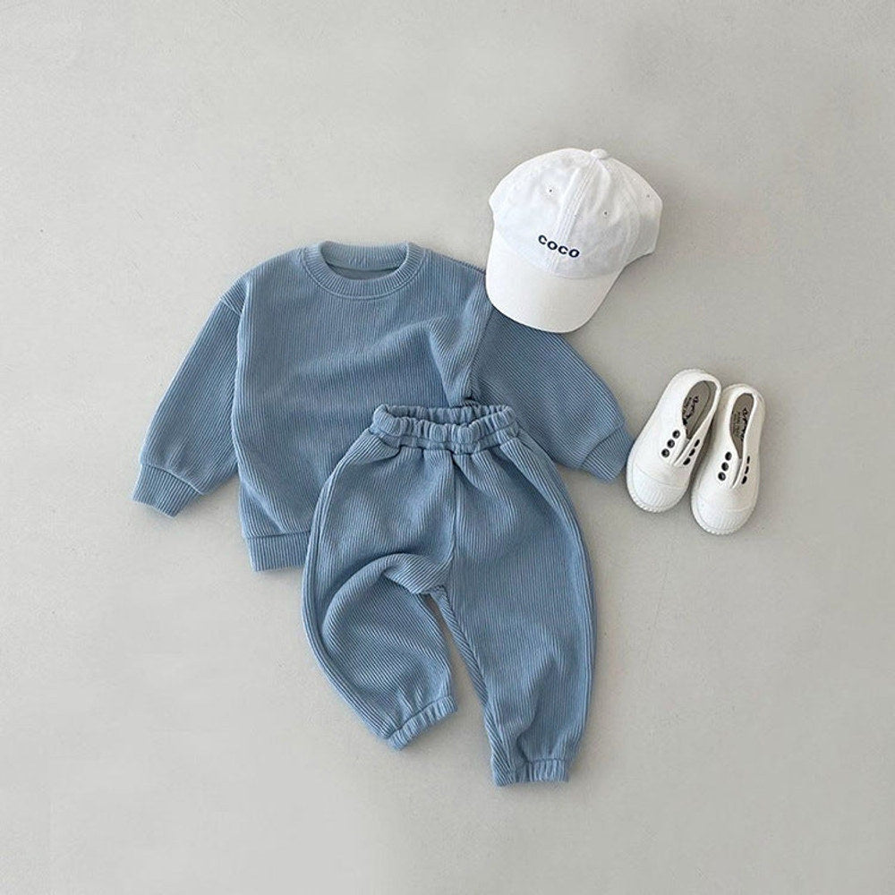 MyKids-USA Solid Color Long Sleeve Simple Style Hoodie Sets