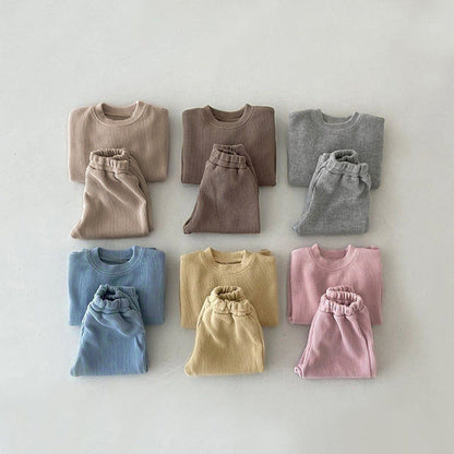 MyKids-USA Solid Color Long Sleeve Simple Style Hoodie Sets