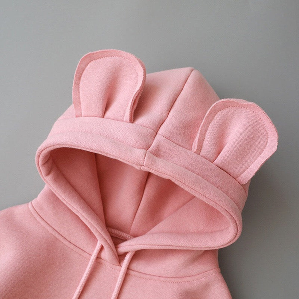 MyKids-USA® Baby Solid Color Animal Ear Patch Design Hoodie