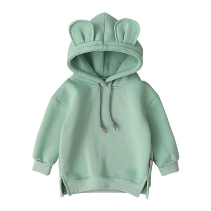 MyKids-USA® Baby Solid Color Animal Ear Patch Design Hoodie
