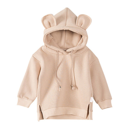 MyKids-USA® Baby Solid Color Animal Ear Patch Design Hoodie