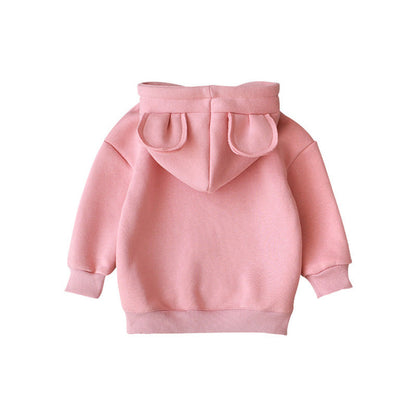 MyKids-USA® Baby Solid Color Animal Ear Patch Design Hoodie
