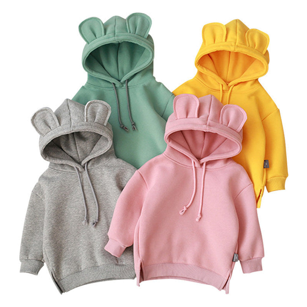 MyKids-USA® Baby Solid Color Animal Ear Patch Design Hoodie