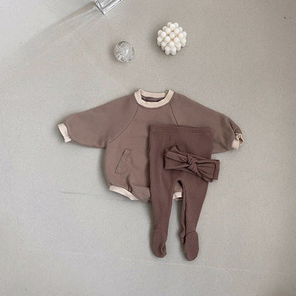 MyKids-USA® Baby Solid Color Colorblock Design Slip Pocket Hoodie bodysuit