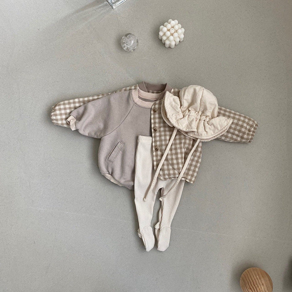 MyKids-USA® Baby Solid Color Colorblock Design Slip Pocket Hoodie bodysuit