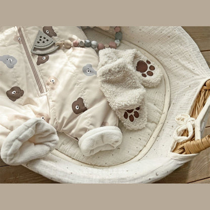 MyKids-USA® Baby Bear Print Pattern Quilted Warm Coat & Jumpsuit