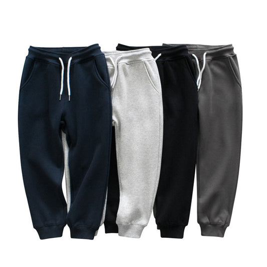 Children Solid Color Fleece Thickened Pants