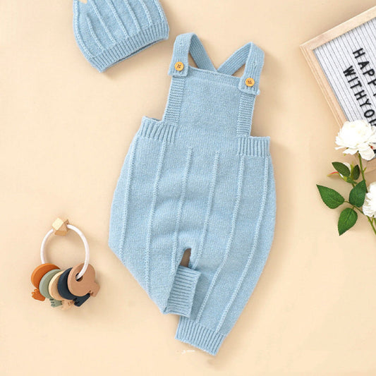 MyKids-USA® Baby Solid Color Knitted Sling Romper With Hat Sets