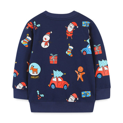 MyKids-USA® Baby Boy Christmas Print Pattern Long Sleeve Cartoon Children’s Hoodie