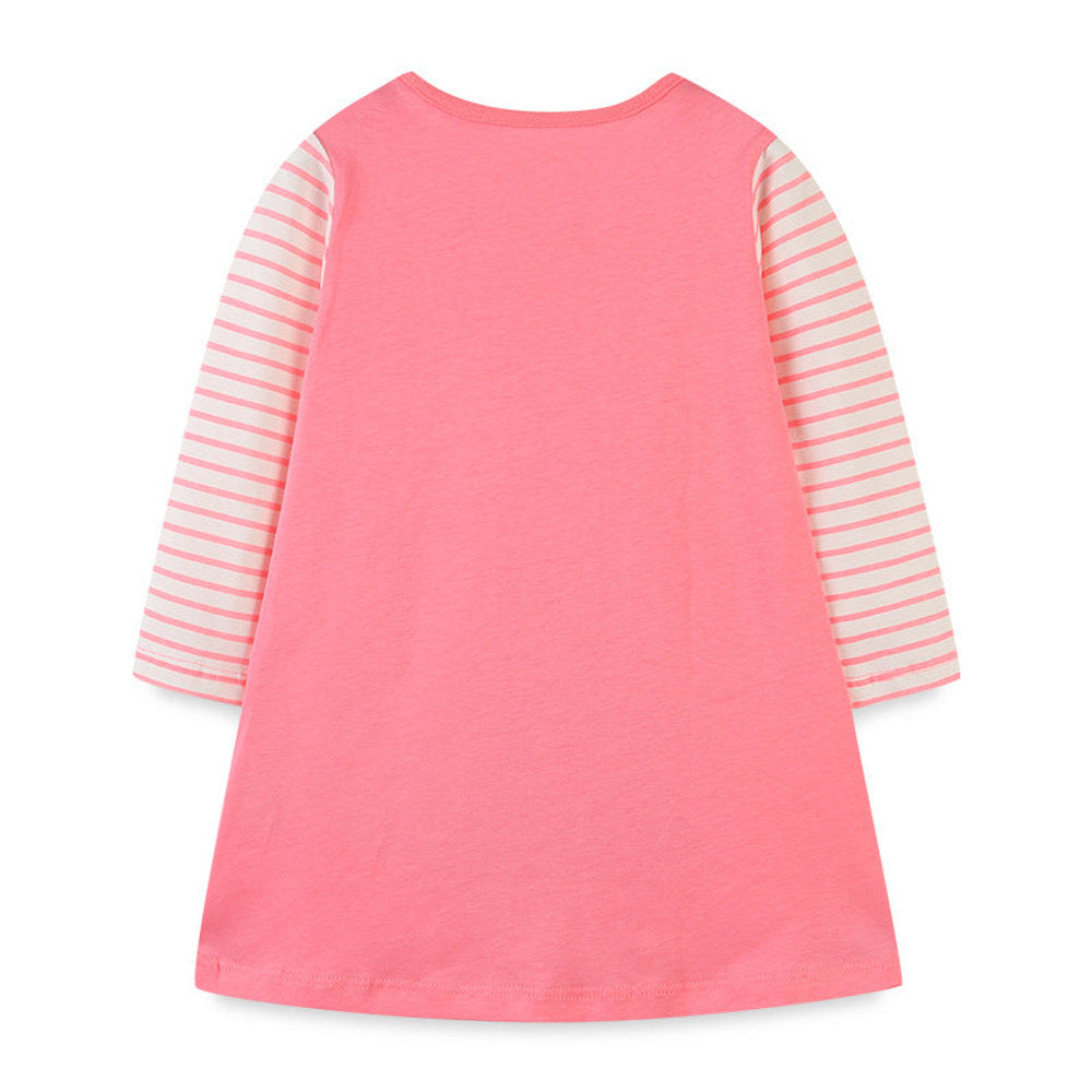 MyKids-USA® Baby Girl Cartoon Christmas Tree Pattern Striped Sleeve Design Princess Dress