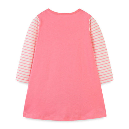 MyKids-USA® Baby Girl Cartoon Christmas Tree Pattern Striped Sleeve Design Princess Dress