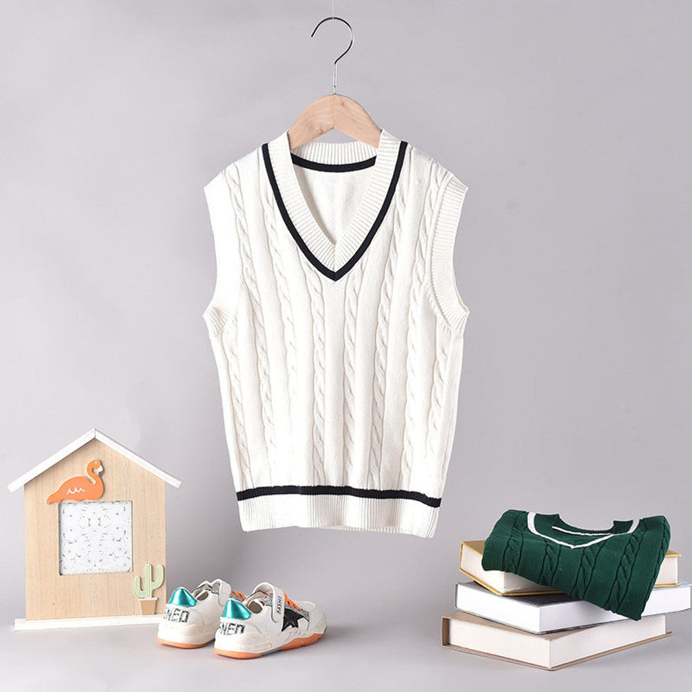 MyKids-USA® Baby Crochet Knit Pattern V-Neck Sleeveless Vest Sweater