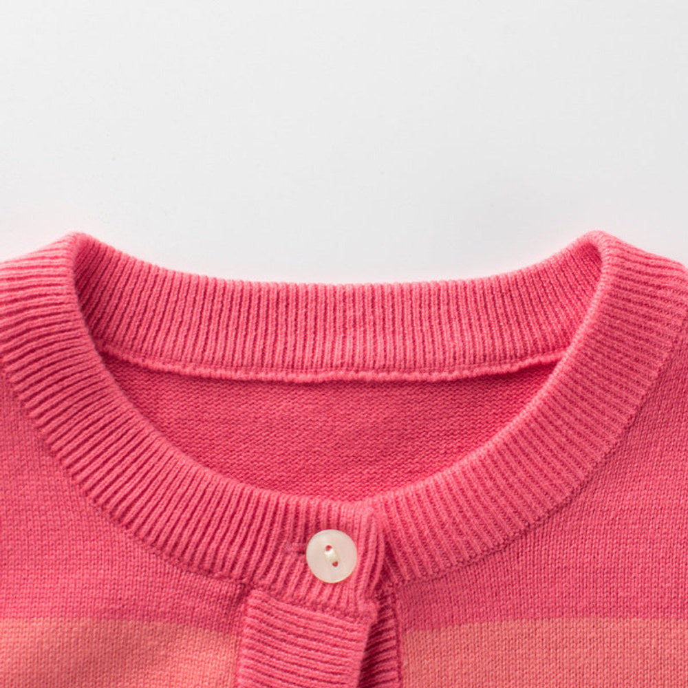 MyKids-USA® Baby Girl Colorful Striped Pattern Single Breasted Design Knit Cardigan