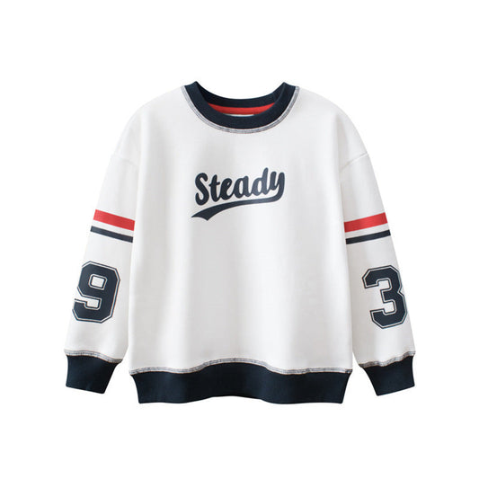 Children Slogan Print Pattern Korean Style Velvet Warm Hoodie