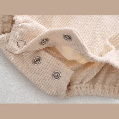MyKids-USA® Baby Striped Shirt Combo Corduroy Fabric Cartoon Bear Embroidered Vest Bodysuit Sets