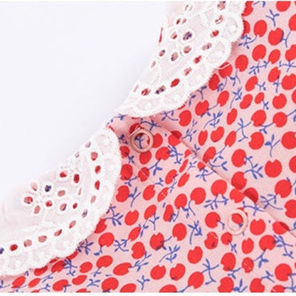 MyKids-USA® Baby Girl Ditsy Flower Print Hollow Carved Neck Knitted Waist Dress
