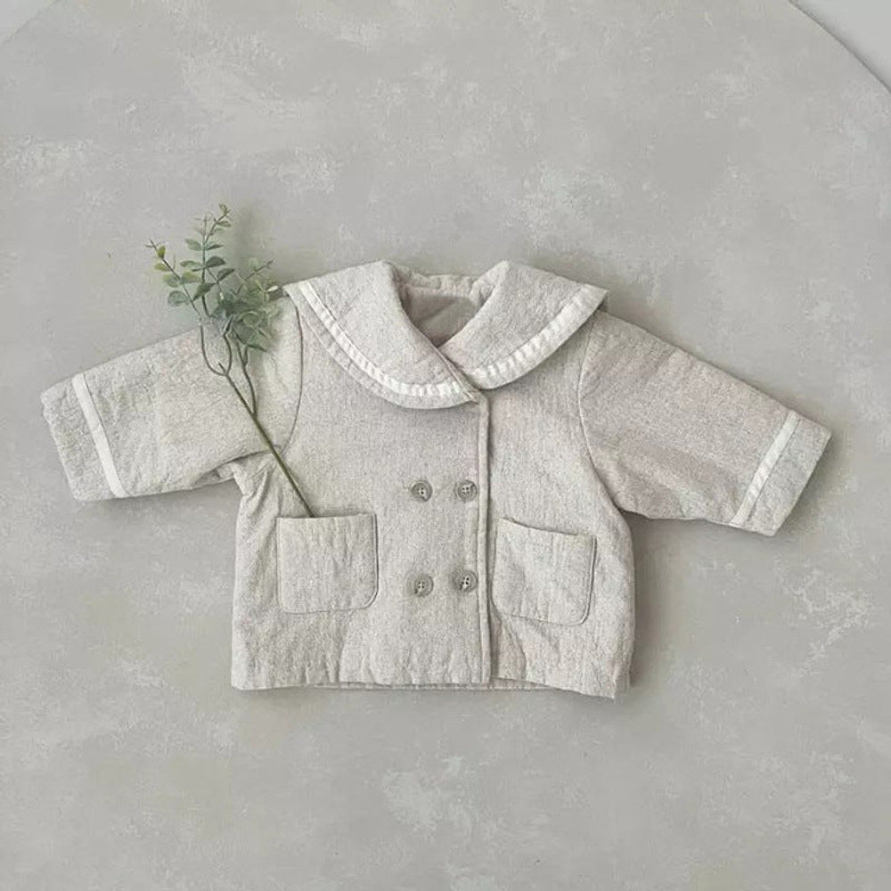 MyKids-USA® Baby Plaid Pattern Solid Color Lapel Design Cute Style Quilted Coat