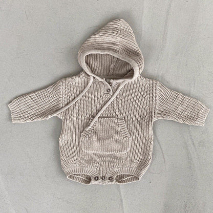 MyKids-USA® Baby Solid Color Knitted Hooded Triangle bodysuit