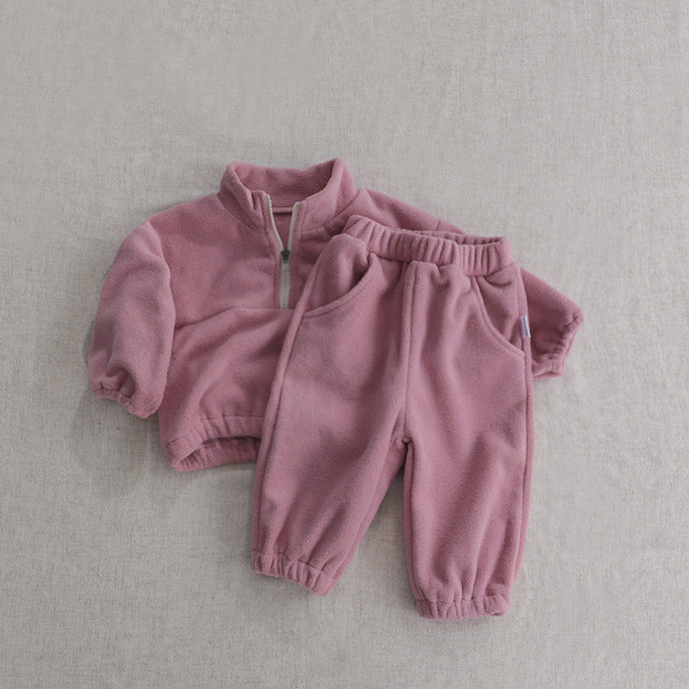MyKids-USA® Baby Solid Color Double Sided Fleece Stand Collar Sweater Sets