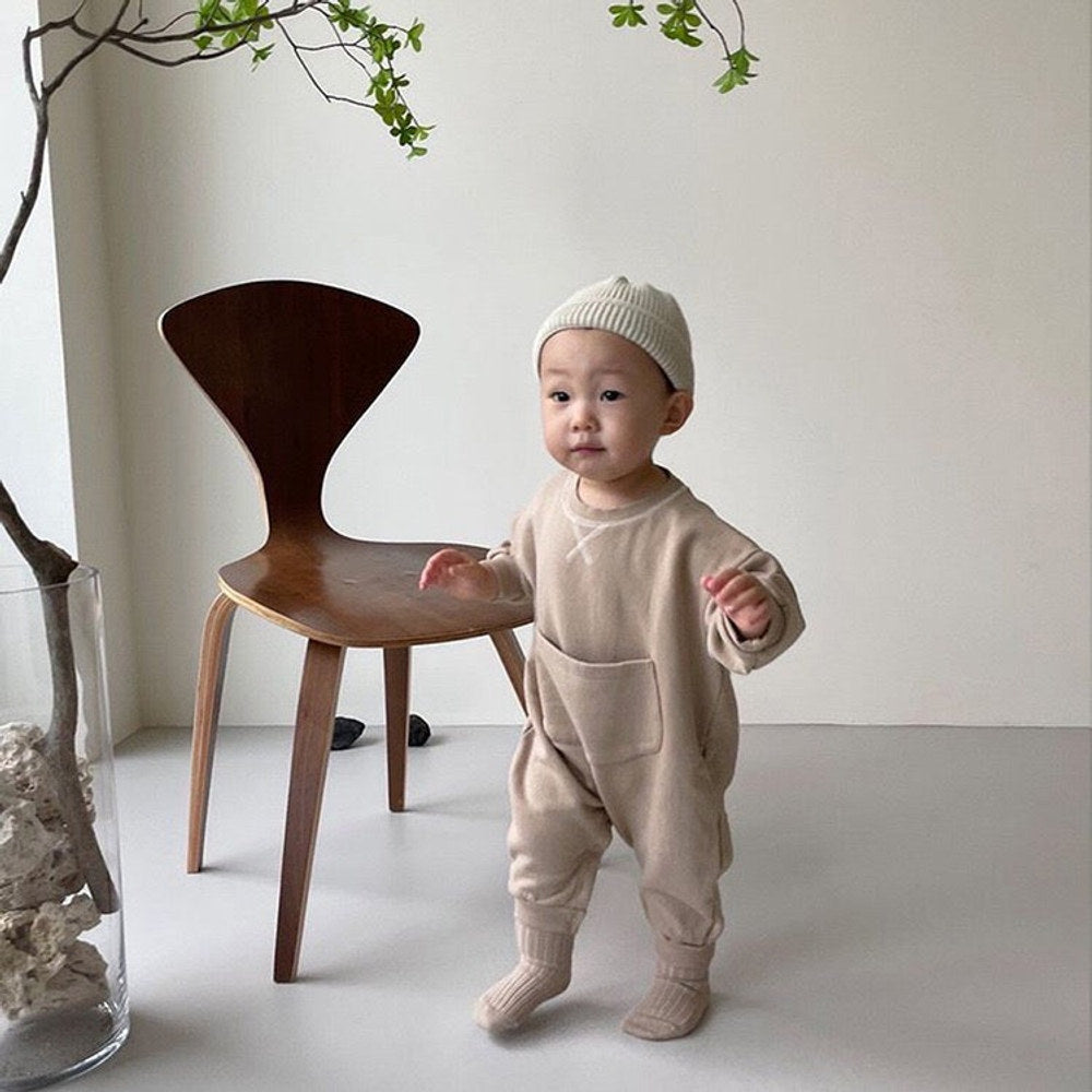 MyKids-USA® Baby Solid Color Big Pocket Thickened Winter Romper